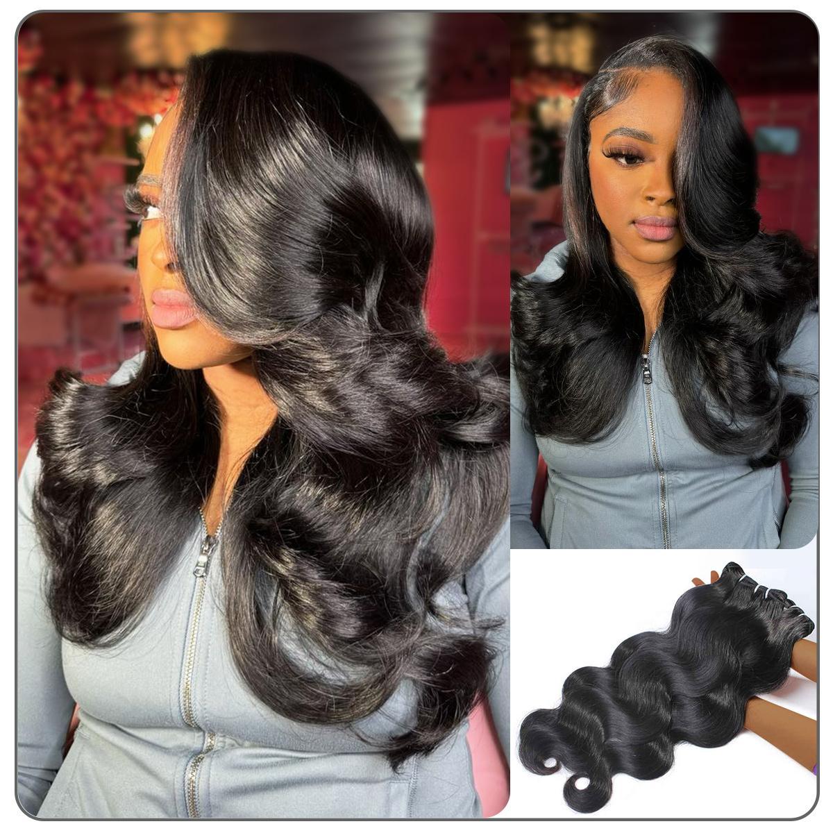[Wequeen] Budget Friendly 10A Grade Brazilian Virgin 100% Human Hair Straight Body Wave Quick Weave Sew in/Glue in Viral Hair Bundles