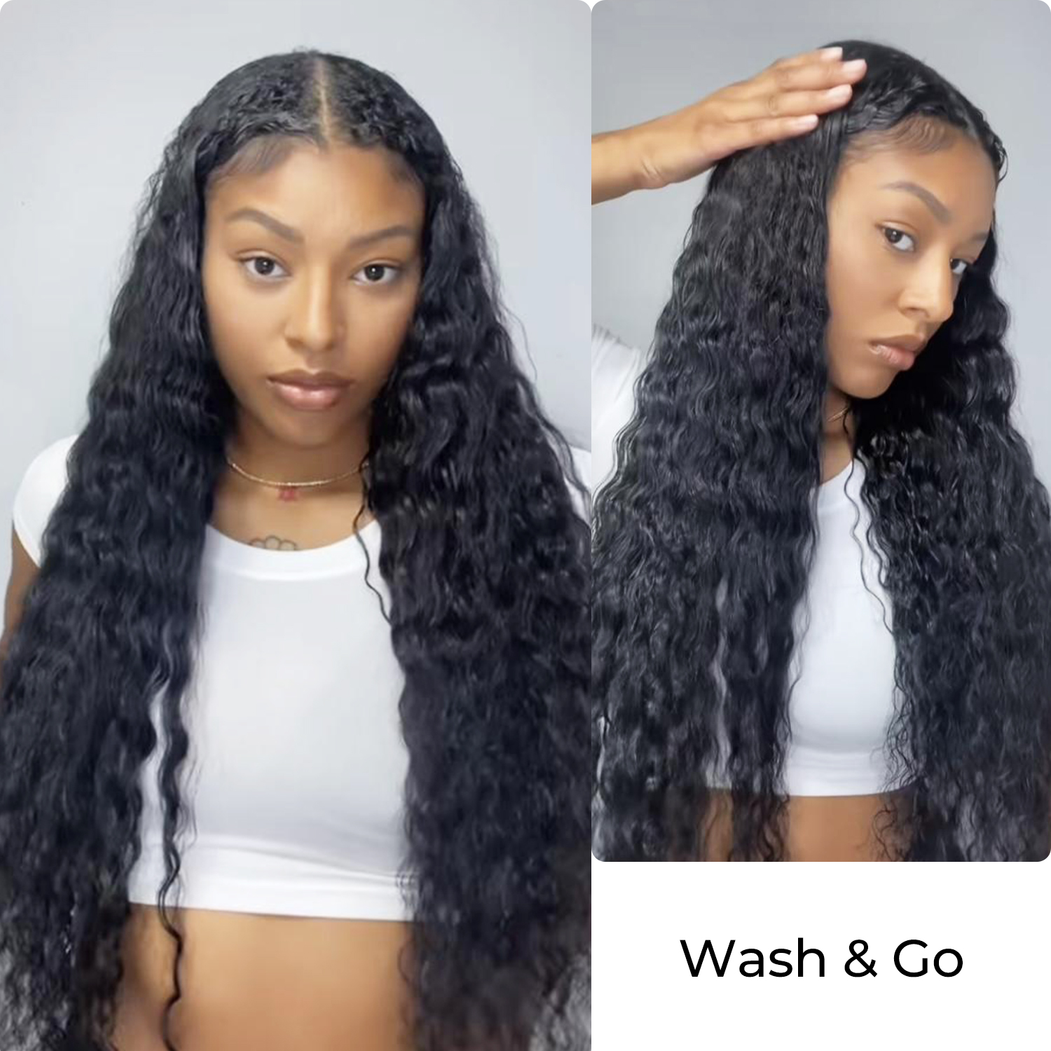 Vacation Friendly Deep Wave Bundles | 14–26” Human Hair | #1B Natural Black | Natural Look, Big Volume