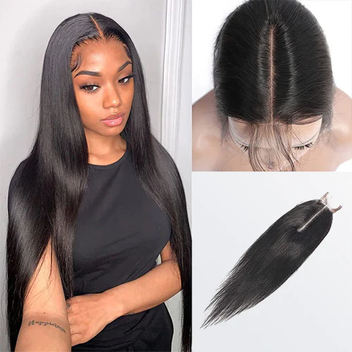 [Wequeen] 2"x6";4"x4";5"x5";13"x4";Upgrade Body Wave Straight Transparent Lace Closure #1B Natural Black 12-18inch