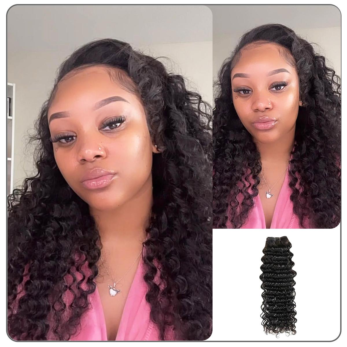 [Wequeen] Budget Friendly 10A Grade Brazilian Virgin 100% Human Hair Deep Wavy Kinky Curly Quick Weave Sew in/Glue in Viral Hair Bundles