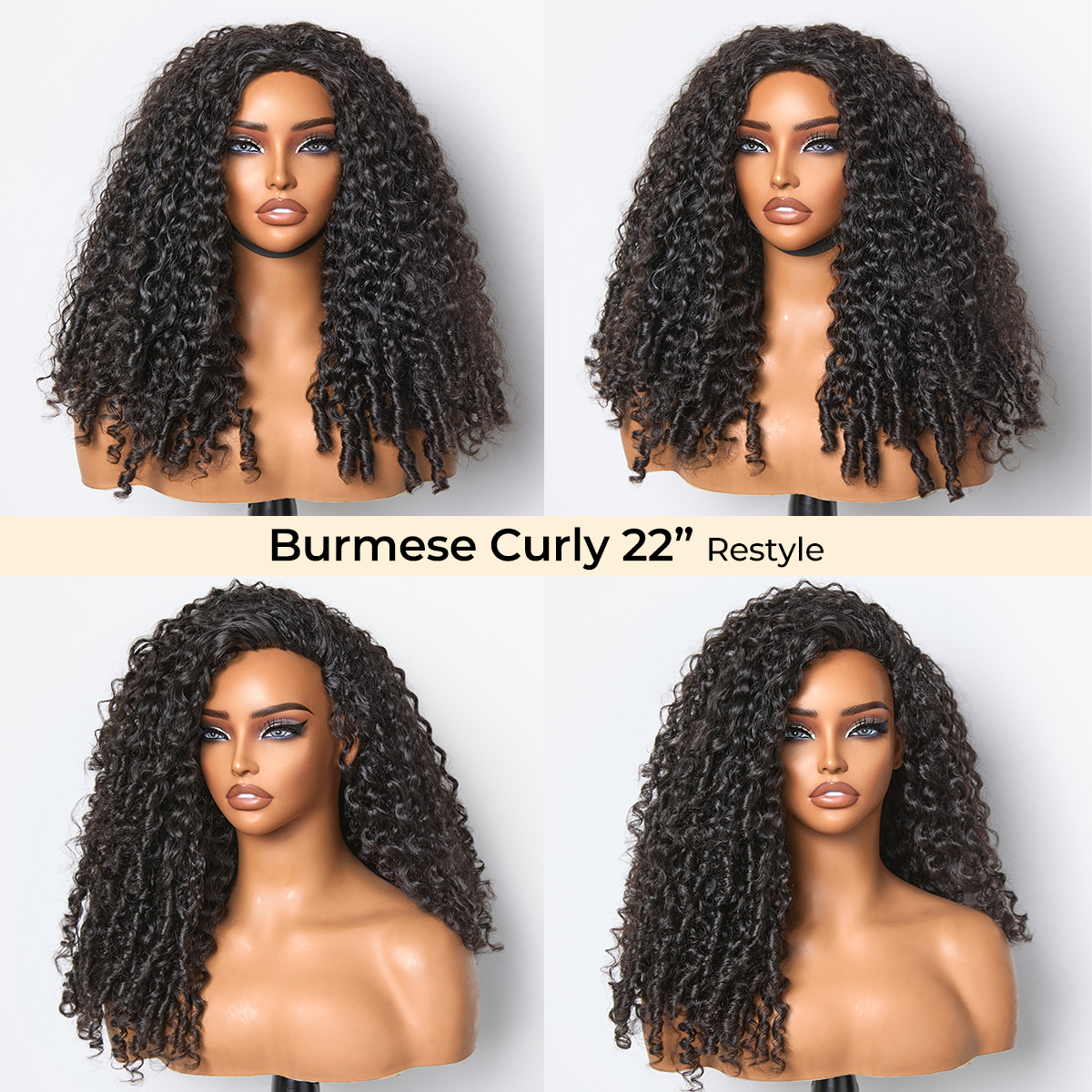 Burmese Curly Half Wig Glueless Blending Braids Human Hair Natural Volume Seamless Blend Realistic Hairline Adjustable Fit 18 22 Inch
