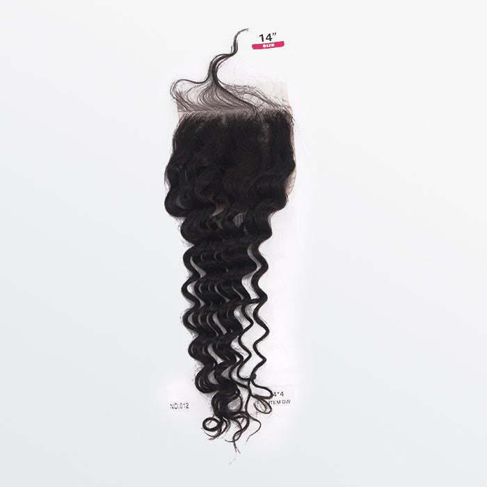 WeQueen 12-20 Inch 4" x 4" Deep Wavy Free Parted Lace Closure #1B Natural Black