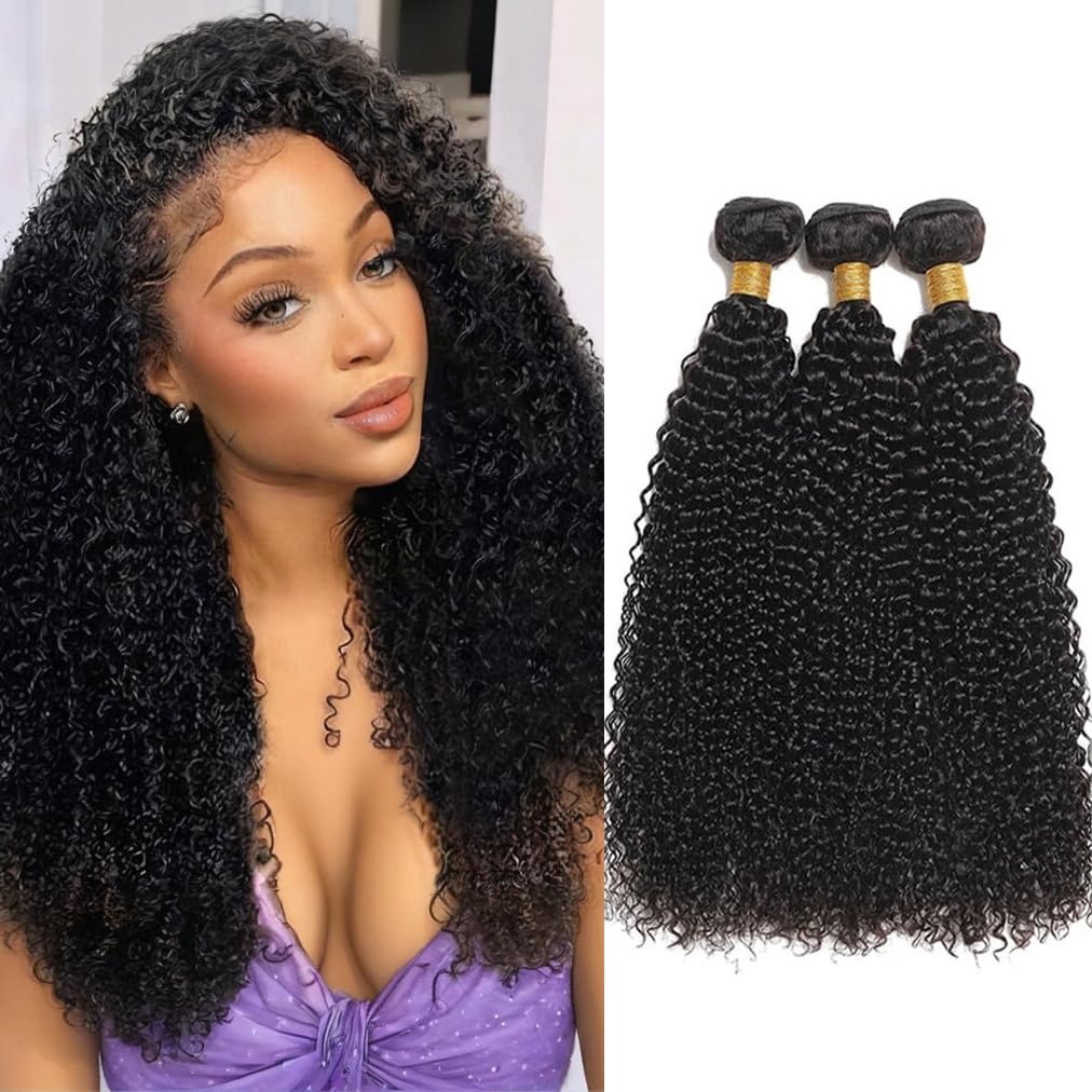 Kinky Curly Hair Bundles | 12–28 Inch Human Hair | Natural Black #1B | Tight, Springy Curls