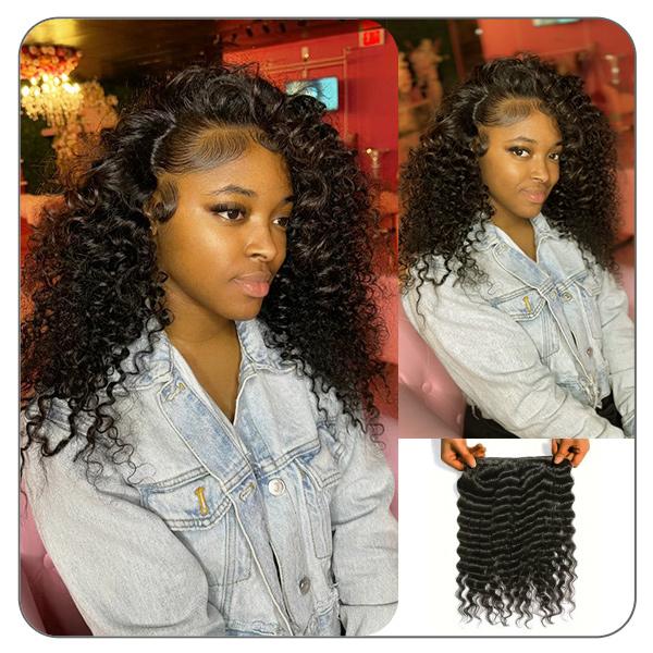 [Wequeen] Budget Friendly 10A Grade Brazilian Virgin 100% Human Hair Deep Wavy Kinky Curly Quick Weave Sew in/Glue in Viral Hair Bundles