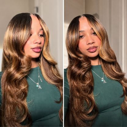 Blonde Brown Highlight #T1B/P4/27 Body Wave | 100% Human Hair Bundles | Budget Friendly 10A Grade Brazilian Virgin 100% Human Hair Quick Weave Sew in/Glue in Viral Hair Bundles