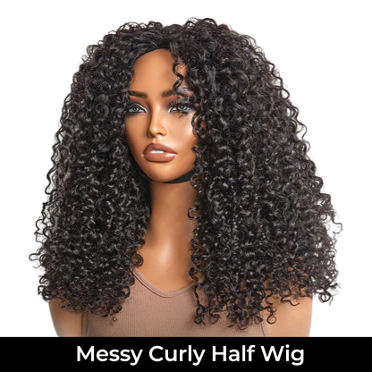 Burmese Curly Half Wig Glueless Blending Braids Human Hair Natural Volume Seamless Blend Realistic Hairline Adjustable Fit 18 22 Inch