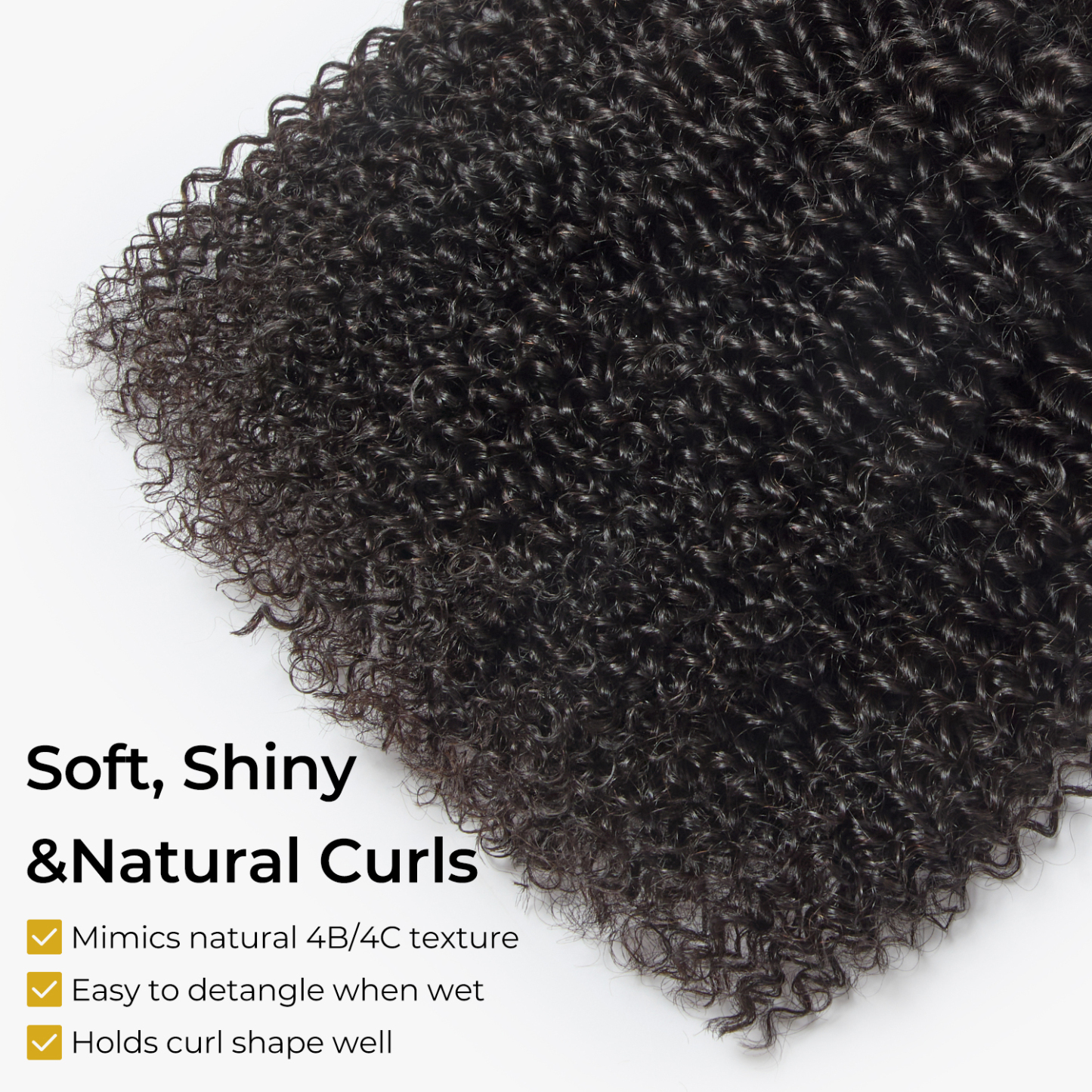 Kinky Curly Hair Bundles | 12–28 Inch Human Hair | Natural Black #1B | Tight, Springy Curls