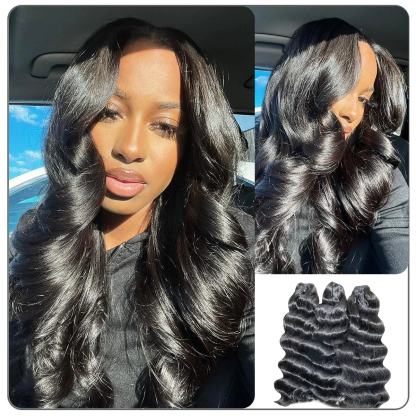 [Wequeen] Budget Friendly 10A Grade Brazilian Virgin 100% Human Hair Deep Wave Quick Weave Sew in/Glue in Viral Hair Bundles