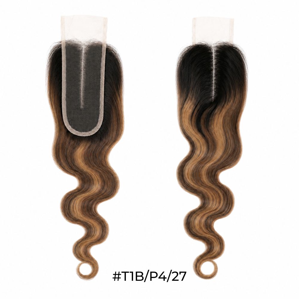  Upgrade 2x6 Pre-colored Brown Highlight FB30 Body Wave Transparent Lace Closure 14-18inch