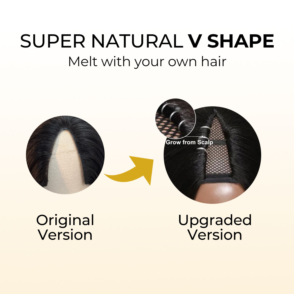 [Wequeen] Wear & Go Glueless Straight/ Kinky Curly V Part Wig No Leave Out Thin Part Human Hair Wigs for Beginner Protective Style - Natural Black #1b