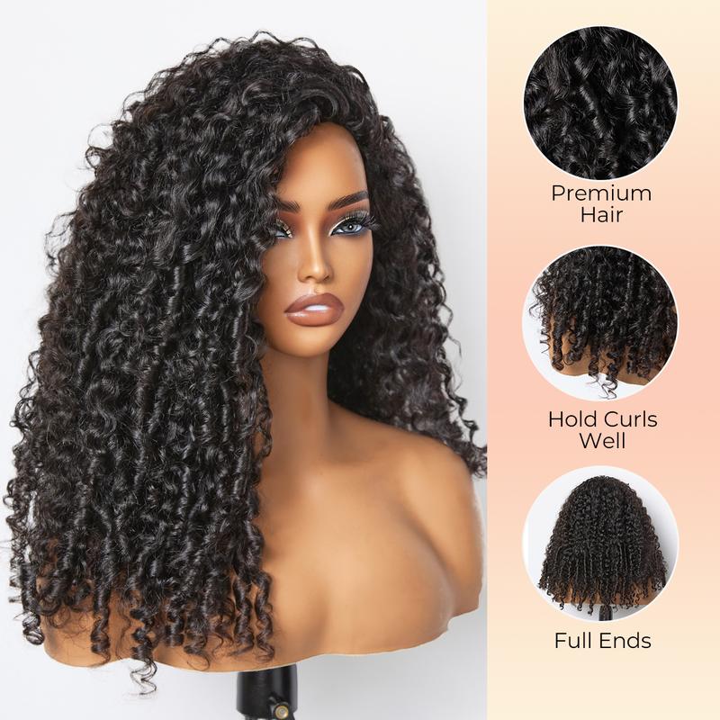 Burmese Curly Half Wig Glueless Blending Braids Human Hair Natural Volume Seamless Blend Realistic Hairline Adjustable Fit 18 22 Inch