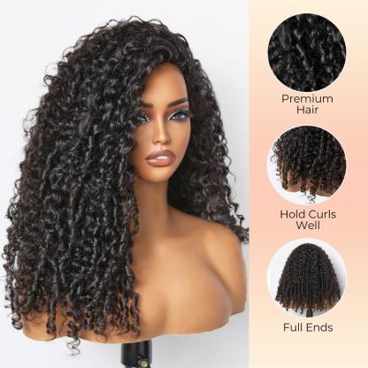 Burmese Curly Half Wig Glueless Blending Braids Human Hair Natural Volume Seamless Blend Realistic Hairline Adjustable Fit 18 22 Inch
