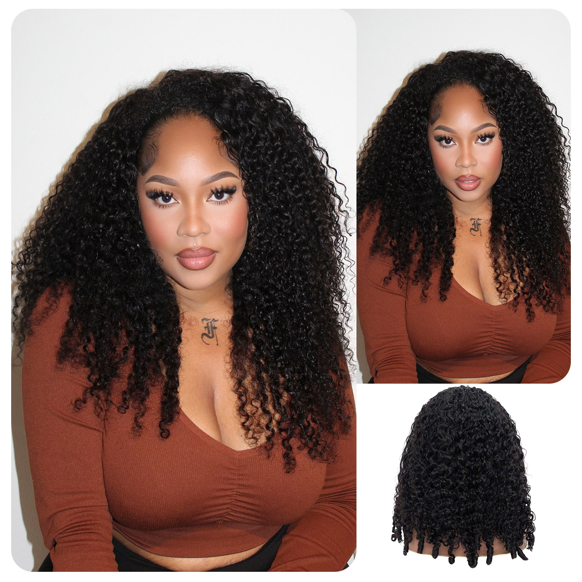 Burmese Curly Half Wig Glueless Blending Braids Human Hair Natural Volume Seamless Blend Realistic Hairline Adjustable Fit 18 22 Inch