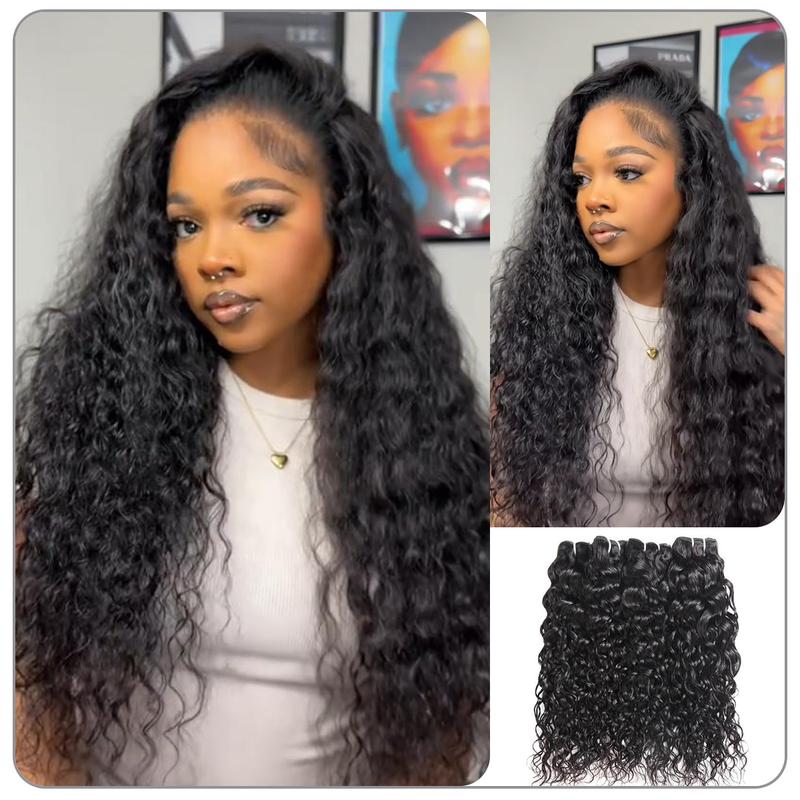 Water Wave Quick Weave | 100% Human Hair Bundles | Budget Friendly 10A Grade Brazilian Virgin 100% Human Hair  Sew in/Glue in Viral Hair Bundles