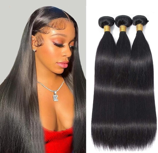 Straight Quick Weave | 100% Human Hair Bundles | Budget Friendly 10A Grade Brazilian Virgin 100% Human Hair Sew in/Glue in Viral Hair Bundles