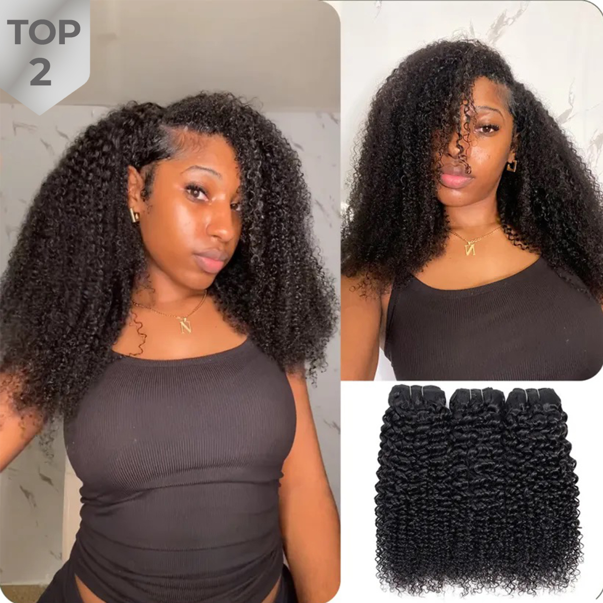Kinky Curly Quick Weave | 100% Human Hair Bundles | Budget Friendly 10A Grade Brazilian Virgin 100% Human Hair Sew in/Glue in Viral Hair Bundles