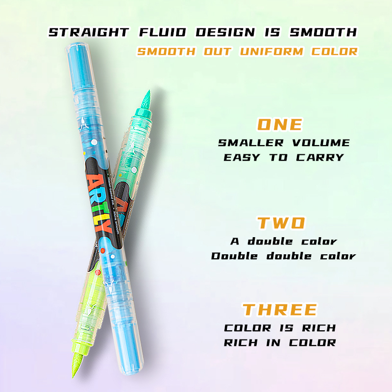 SASPOO Double Tipped Dual-Color Acrylic Brush Marker Pen, 1 Set 24 Colors Waterproof Pen with Soft Brush Nib,Acrylic Paint Markers for Glass Stone Wood Plastic Paper