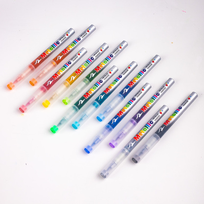 Metallic color marker,Nail Art Pens Set,Soft Brush Nib ,Acrylic Paint Markers, Art Paint Marking Set for Glass Stone Wood Plastic Paper