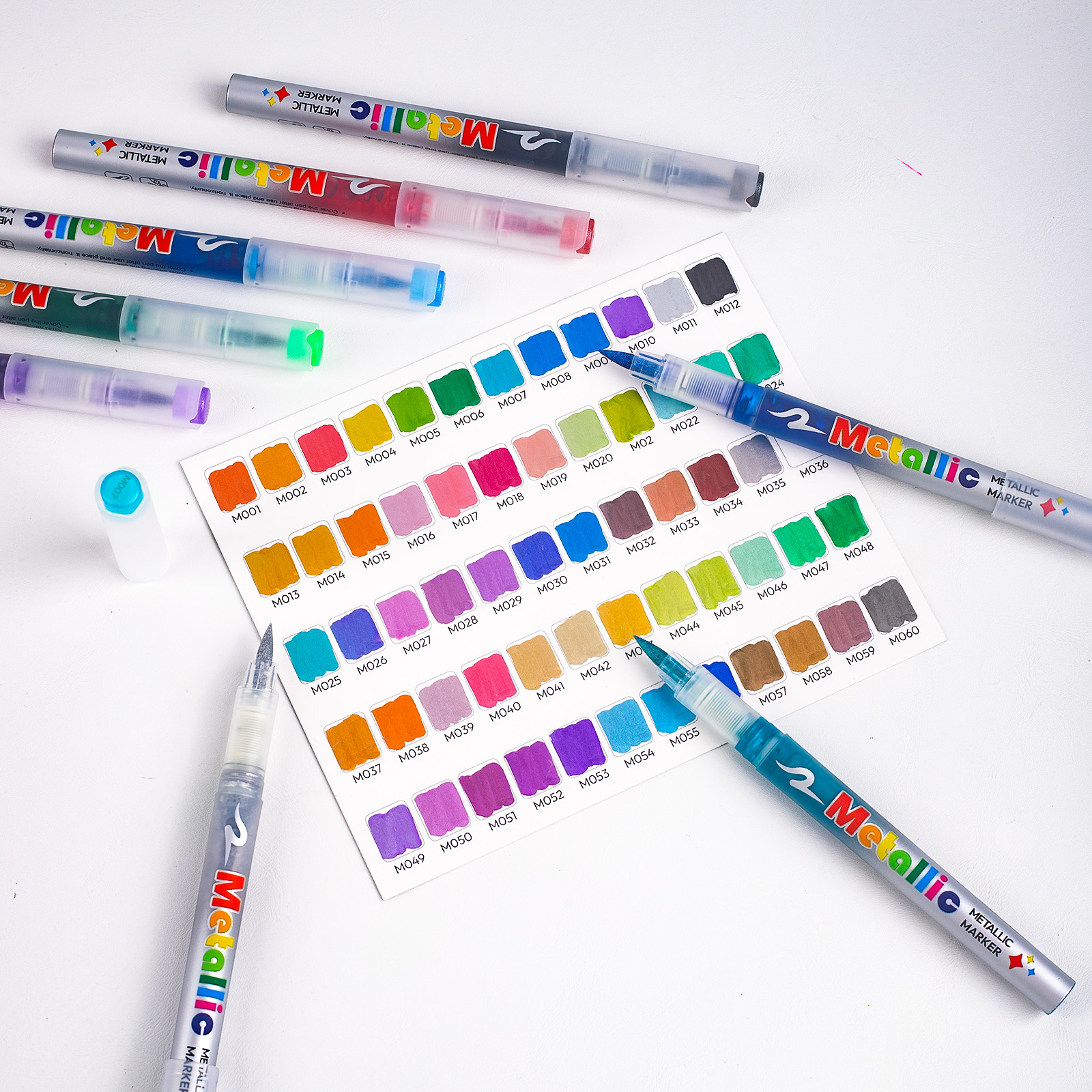 Metallic color marker,Nail Art Pens Set,Soft Brush Nib ,Acrylic Paint Markers, Art Paint Marking Set for Glass Stone Wood Plastic Paper