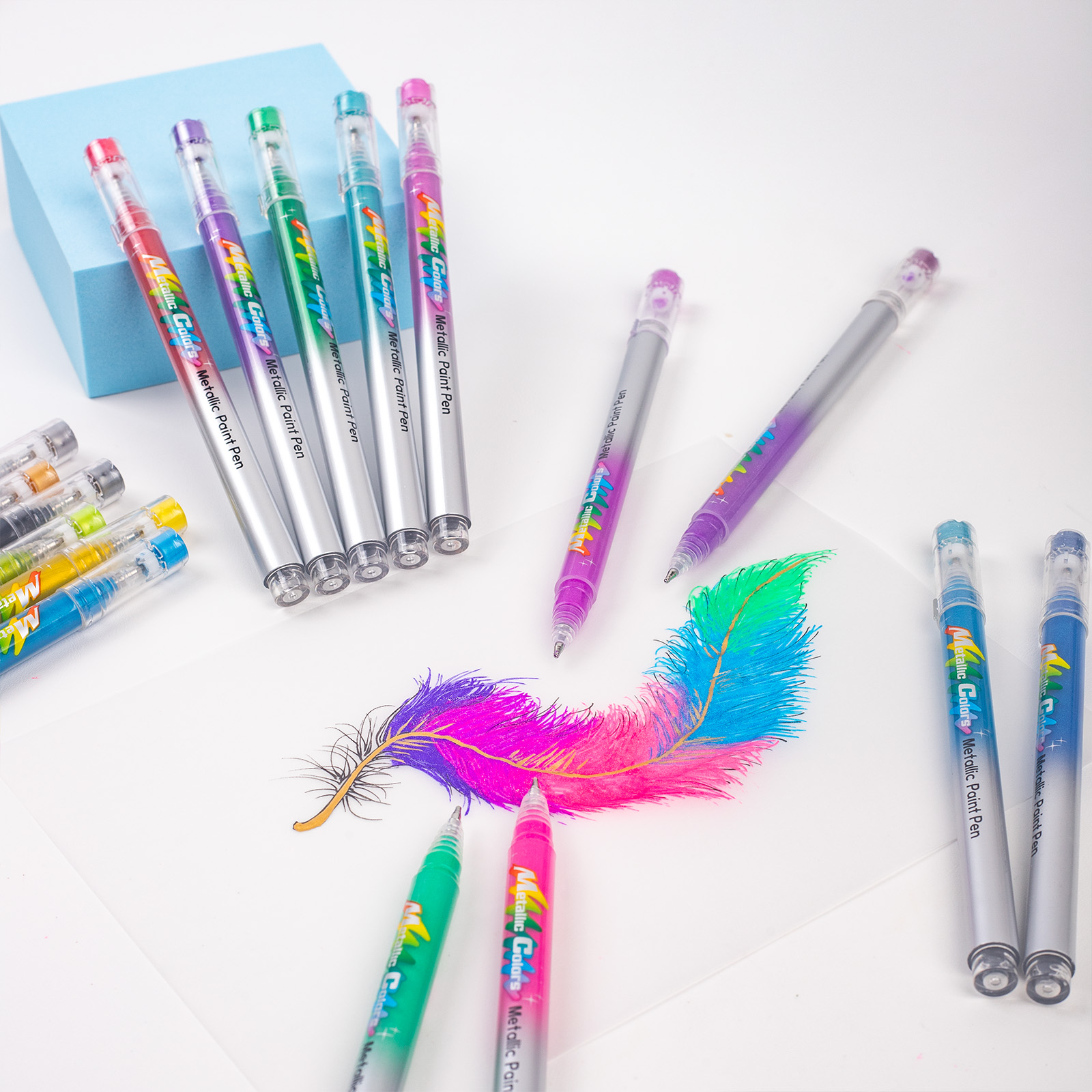 Metallic Color Acrylic Gel Pens for Drawing, Colors Gel Paint Pens Ultra Fine ST Point 1.0 , Set of Acrylic Marker Pens Color Ink for  Journaling, Crafts Art Supplies