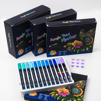 Acrylic Brush Marker Pen,1Set Waterproof Acrylic Pen with Soft Brush Nib, Art Paint Marker Pens Set for Glass Stone Wood Plastic Paper