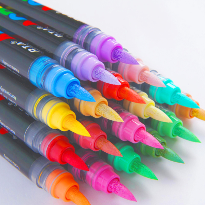 Acrylic Brush Marker Pen,1Set Waterproof Acrylic Pen with Soft Brush Nib, Art Paint Marker Pens Set for Glass Stone Wood Plastic Paper