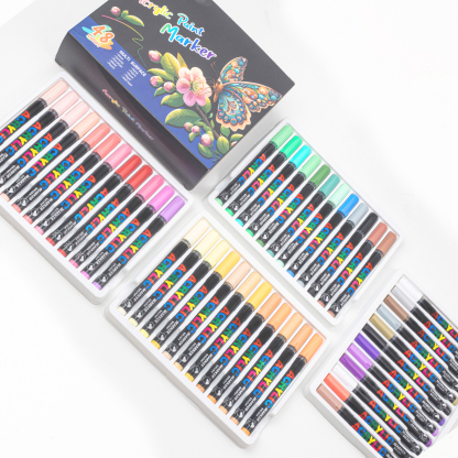 Acrylic Brush Marker Pen,1Set Waterproof Acrylic Pen with Soft Brush Nib, Art Paint Marker Pens Set for Glass Stone Wood Plastic Paper