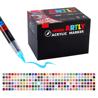 SASPOO Acrylic Brush Marker Pen, 192 Colors  Waterproof Pen with Soft Brush Nib,Acrylic Paint Markers, Art Paint Marking Set for Glass Stone Wood Plastic Paper 
