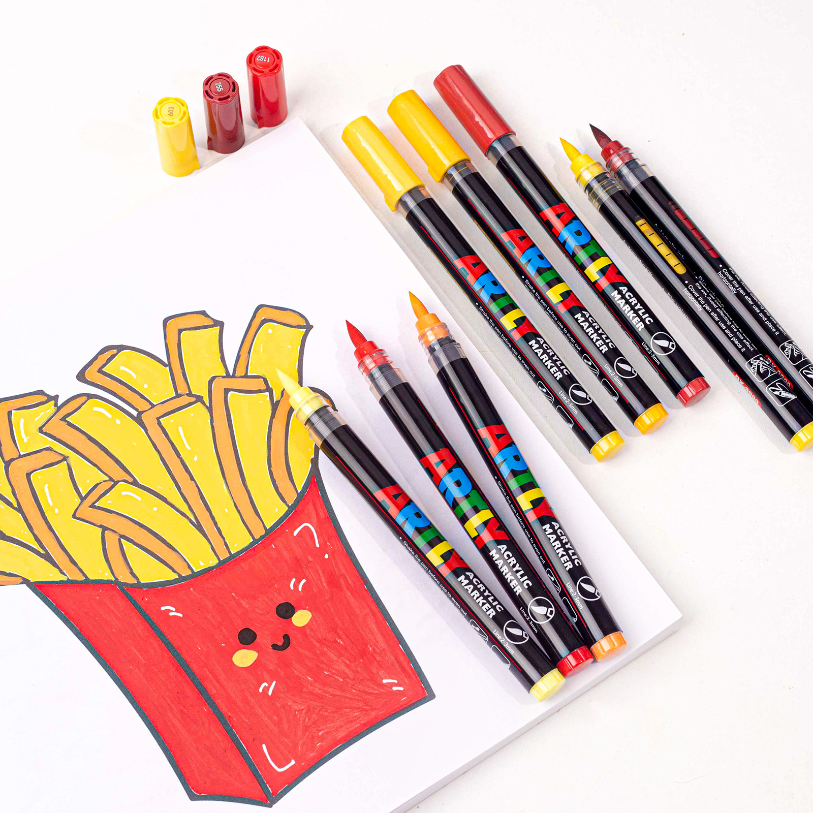 SASPOO Acrylic Brush Marker Pen, 12Colors  Waterproof Pen with Soft Brush Nib,Acrylic Paint Markers, Art Paint Marking Set for Glass Stone Wood Plastic Paper 