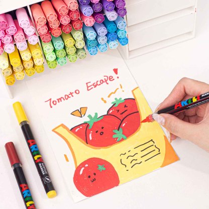 SASPOO Acrylic Brush Marker Pen, 12Colors  Waterproof Pen with Soft Brush Nib,Acrylic Paint Markers, Art Paint Marking Set for Glass Stone Wood Plastic Paper 