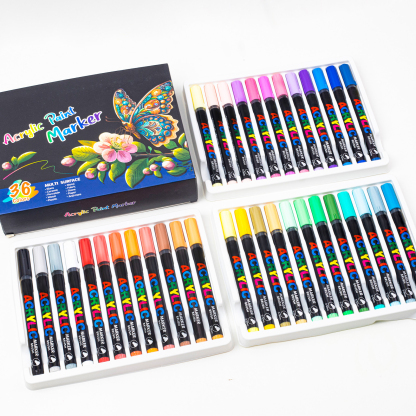Acrylic Brush Marker Pen,1Set Waterproof Acrylic Pen with Soft Brush Nib, Art Paint Marker Pens Set for Glass Stone Wood Plastic Paper