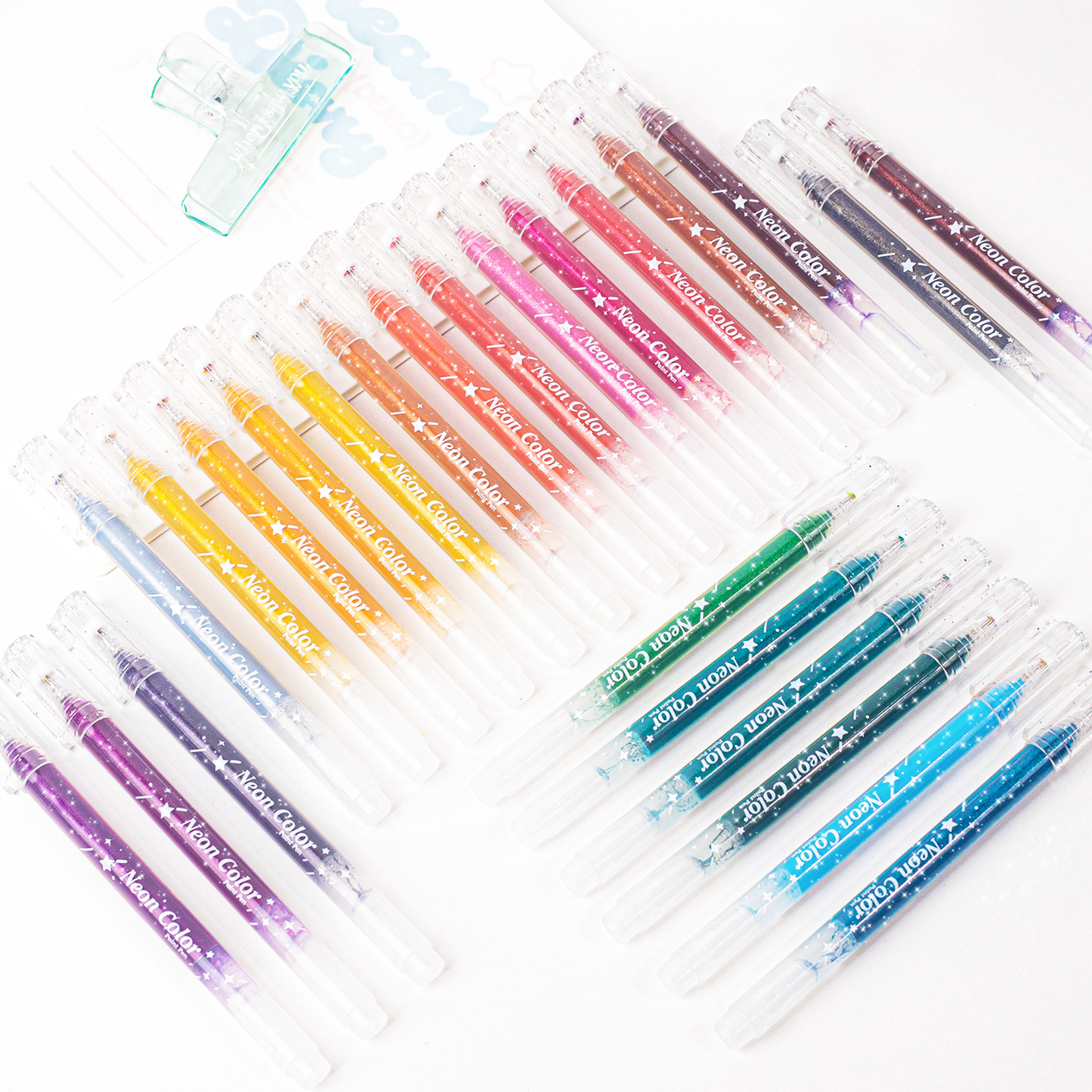 SASPOO 24 Colors Glitter gel pen ,Metallic Vibrant Sparkle gel pens for coloring,glitter pens for adults,colored gel pens for Adult Coloring Books and Drawing 