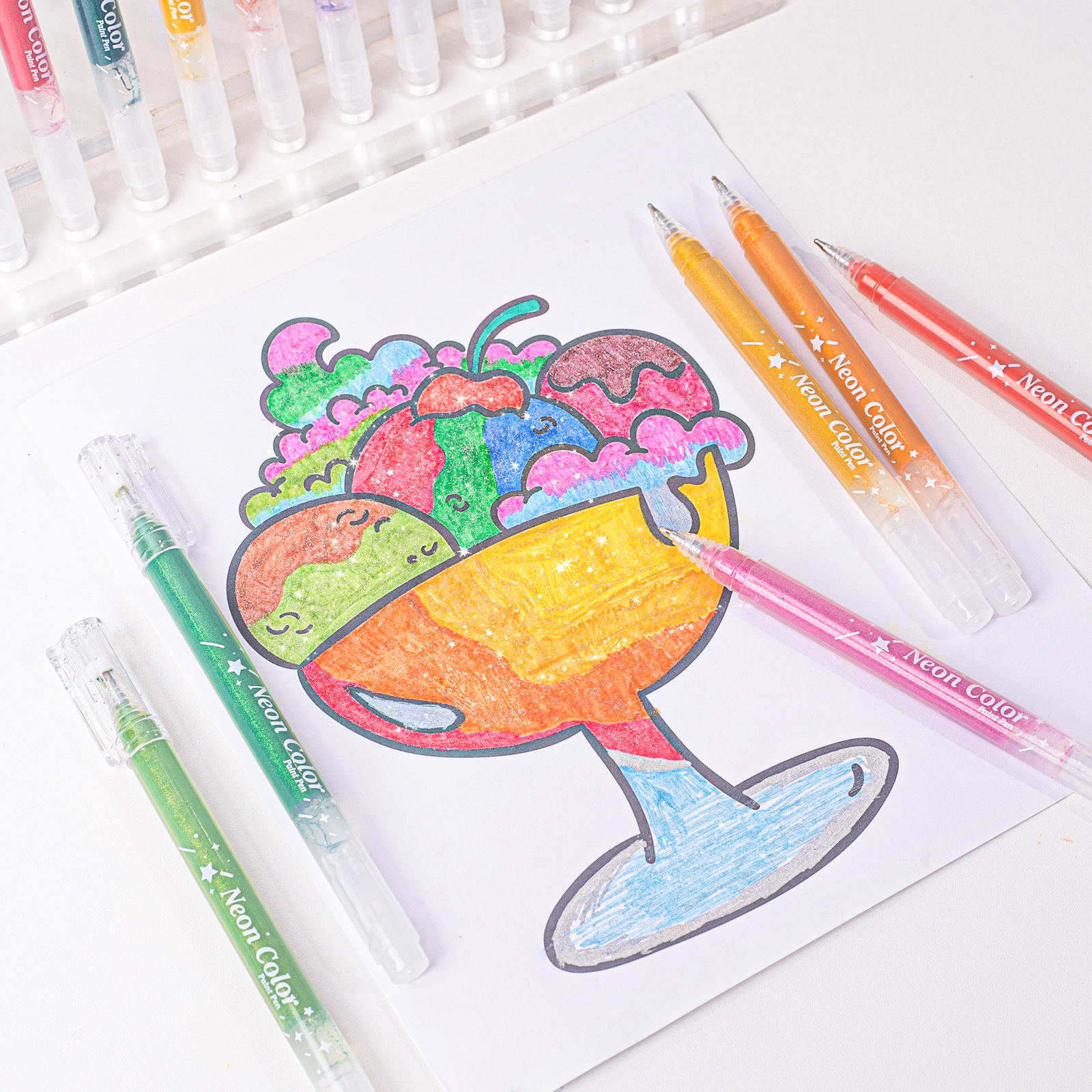 SASPOO 12 Colors Glitter gel pen ,Metallic Vibrant Sparkle gel pens for coloring,glitter pens for adults,colored gel pens for Adult Coloring Books and Drawing TikTokShopBacktoSchool Sketch Art Marker Waterproof Paint Marker