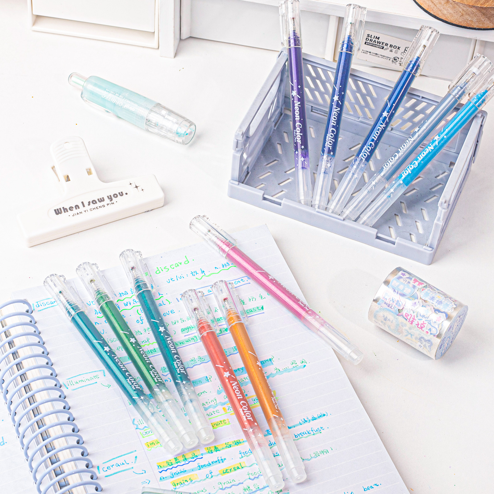 SASPOO 12 Colors Glitter gel pen ,Metallic Vibrant Sparkle gel pens for coloring,glitter pens for adults,colored gel pens for Adult Coloring Books and Drawing TikTokShopBacktoSchool Sketch Art Marker Waterproof Paint Marker