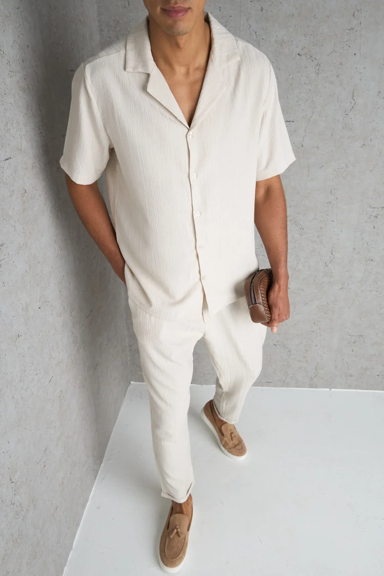 Textured Shirt Pants 2 Piece Set（BUY 2 FREE SHIPPING）