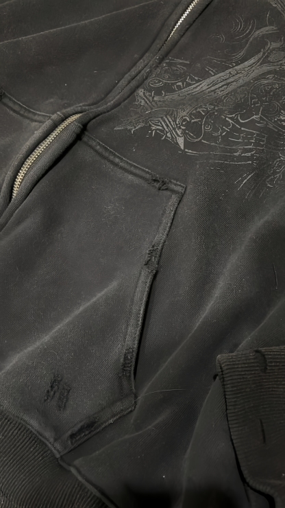 PROFOUND CROSS FUR ZIP-UP HOODIE (Buy 2 Free Shipping)