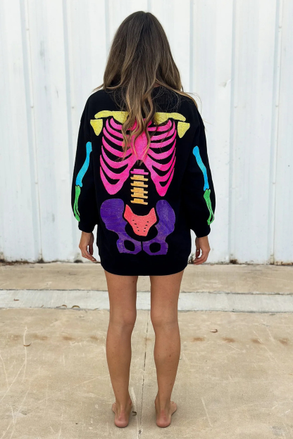 Rainbow Skeleton Sweatshirt Dress（Buy 2 Free Shipping）