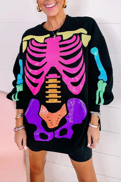Rainbow Skeleton Sweatshirt Dress（Buy 2 Free Shipping）