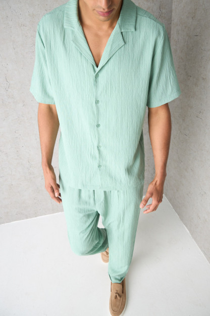 Textured Shirt Pants 2 Piece Set（BUY 2 FREE SHIPPING）