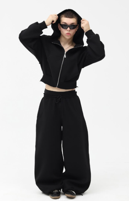 Solid Color Wide Leg Hoodie Set (Buy 2 Free Shipping)