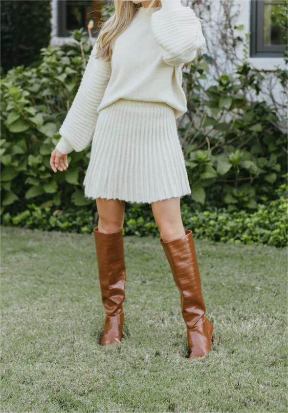 Pleated Knit Skirt Set（BUY 2 FREE SHIPPING）