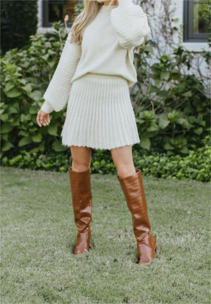 Pleated Knit Skirt Set（BUY 2 FREE SHIPPING）