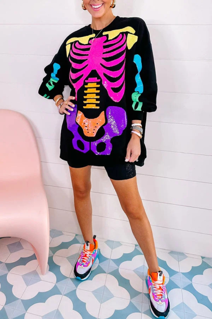 Rainbow Skeleton Sweatshirt Dress（Buy 2 Free Shipping）