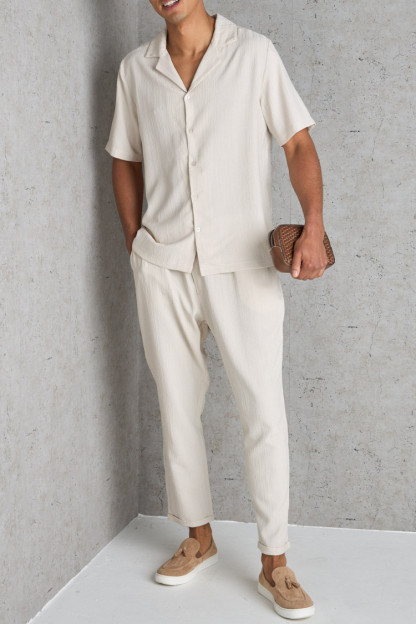 Textured Shirt Pants 2 Piece Set（BUY 2 FREE SHIPPING）