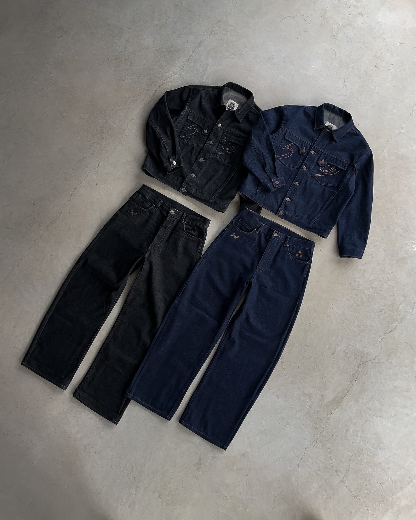 14OZ AUTHENTIC RAW DENIM  TRACKSUIT (Buy 2 Free Shipping)