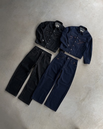 14OZ AUTHENTIC RAW DENIM  TRACKSUIT (Buy 2 Free Shipping)