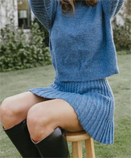 Pleated Knit Skirt Set（BUY 2 FREE SHIPPING）