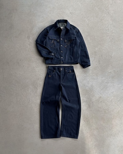 14OZ AUTHENTIC RAW DENIM  TRACKSUIT (Buy 2 Free Shipping)