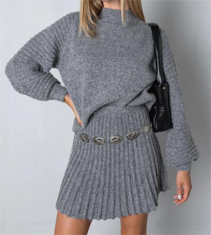 Pleated Knit Skirt Set（BUY 2 FREE SHIPPING）
