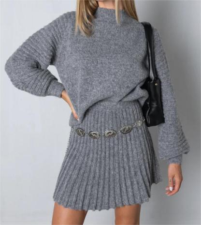Pleated Knit Skirt Set（BUY 2 FREE SHIPPING）